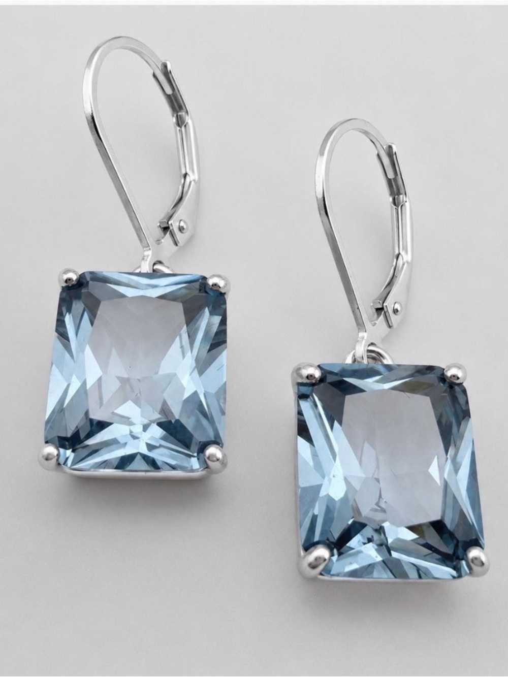 BEAUTIFUL 12ctw Emerald Cut Blue Spinel Earrings in Sterling Silver